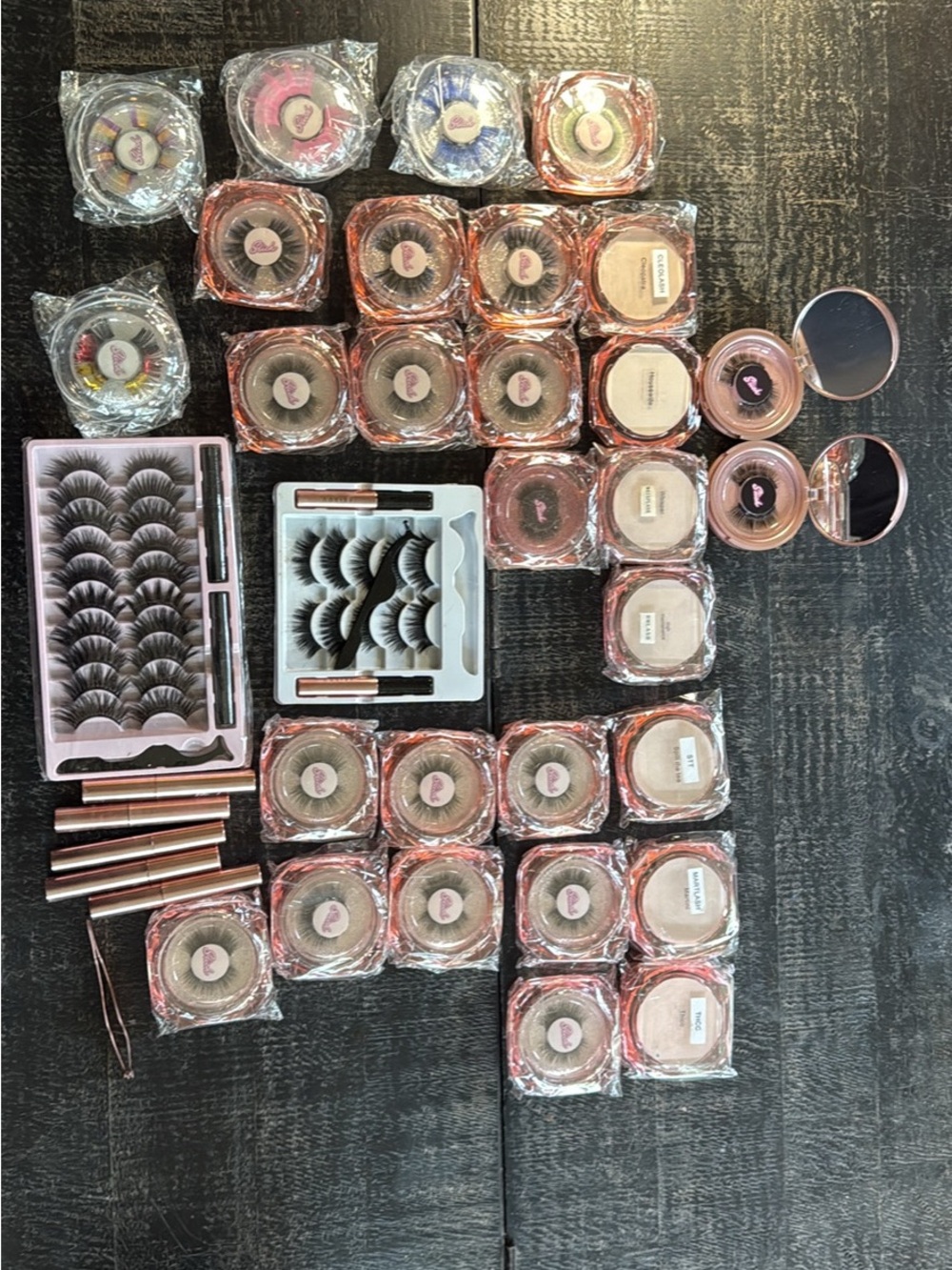 Lot of Assorted False Lashes & Magnetic Lash Kits - Rose Gold Accents